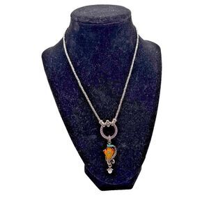 Barbara Bixby Sterling Silver Enamel Tsavorite Charm Pendant Necklace Bundle New